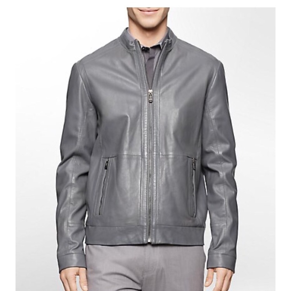 Black Genuine Leather SlimFit Calvin Klein Jacket